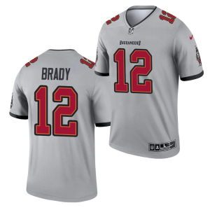 Men's Tampa Bay Buccaneers #12 Tom Brady 2021 Gray Inverted Legend Stitched Jersey - Custom Name