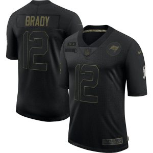 Men's Tampa Bay Buccaneers #12 Tom Brady Black NFL 2020 Salute To Service Limited Stitched Jersey - Custom Name