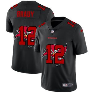 Men's Tampa Bay Buccaneers #12 Tom Brady Black NFL Shadow Logo Limited Stitched Jersey - Custom Name
