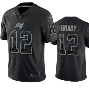 Men's Tampa Bay Buccaneers #12 Tom Brady Black Reflective Limited Stitched Jersey - Custom Name