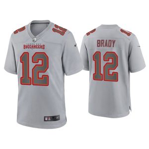 Men's Tampa Bay Buccaneers #12 Tom Brady Grey Atmosphere Fashion Stitched Game Jersey - Custom Name