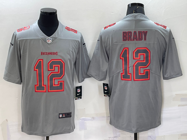 Men's Tampa Bay Buccaneers #12 Tom Brady Grey Atmosphere Fashion Stitched Jersey - Custom Name