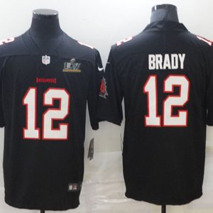Men's Tampa Bay Buccaneers #12 Tom Brady New Black NFL 2021 Super Bowl LV Limited Stitched Jersey - Custom Name