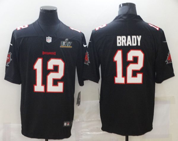 Men's Tampa Bay Buccaneers #12 Tom Brady New Black NFL 2021 Super Bowl LV Limited Stitched Jersey - Custom Name