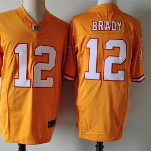 Men's Tampa Bay Buccaneers #12 Tom Brady Orange 2024 F.U.S.E. Throwback Limited Stitched Jersey - Custom Name