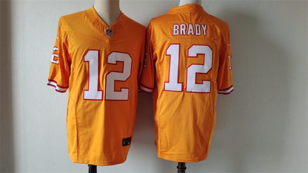 Men's Tampa Bay Buccaneers #12 Tom Brady Orange 2024 F.U.S.E. Throwback Limited Stitched Jersey - Custom Name