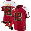 Men's Tampa Bay Buccaneers #12 Tom Brady Red-White F.U.S.E. With 4-star C Ptach And Florida Patch Gold Trim Vapor Stitched Jersey - Custom Name