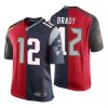 Men's Tampa Bay Buccaneers #12 Tom Brady Red and Navy NFL Split GOAT Stitched Jersey - Custom Name