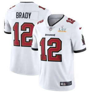 Men's Tampa Bay Buccaneers #12 Tom Brady White NFL 2021 Super Bowl LV Limited Stitched Jersey - Custom Name