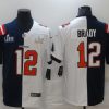 Men's Tampa Bay Buccaneers #12 Tom Brady White Navy Super Bowl Split GOAT Stitched Jersey - Custom Name