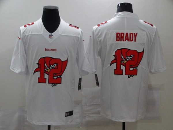 Men's Tampa Bay Buccaneers #12 Tom Brady White Shadow Logo Limited Stitched Jersey - Custom Name
