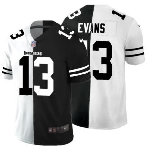 Men's Tampa Bay Buccaneers #13 Mike Evans Black & White NFL Split Limited Stitched Jersey - Custom Name