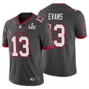 Men's Tampa Bay Buccaneers #13 Mike Evans Grey NFL 2021 Super Bowl LV Limited Stitched Jersey - Custom Name