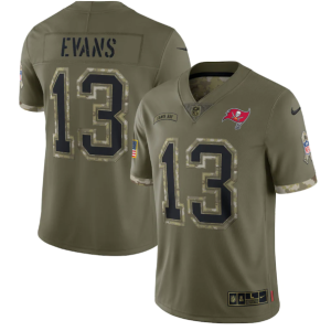 Men's Tampa Bay Buccaneers #13 Mike Evans Olive 2022 Salute To Service Limited Stitched Jersey - Custom Name