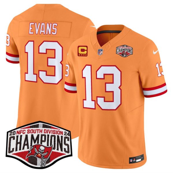 Men's Tampa Bay Buccaneers #13 Mike Evans Orange F.U.S.E. 2024 NFC South Champions With 4-Star C Patch Limited Stitched Jersey - Custom Name