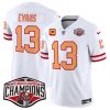 Men's Tampa Bay Buccaneers #13 Mike Evans White F.U.S.E. 2024 NFC South Champions With 4-Star C Patch Limited Stitched Jersey - Custom Name