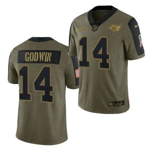 Men's Tampa Bay Buccaneers #14 Chris Godwin 2021 Olive Salute To Service Limited Stitched Jersey - Custom Name