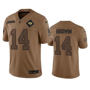 Men's Tampa Bay Buccaneers #14 Chris Godwin 2023 Brown Salute To Service Limited Stitched Jersey - Custom Name
