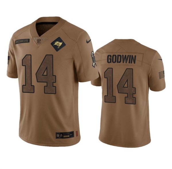 Men's Tampa Bay Buccaneers #14 Chris Godwin 2023 Brown Salute To Service Limited Stitched Jersey - Custom Name