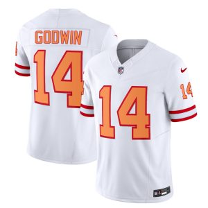 Men's Tampa Bay Buccaneers #14 Chris Godwin 2023 F.U.S.E. White Throwback Limited Stitched Jersey - Custom Name