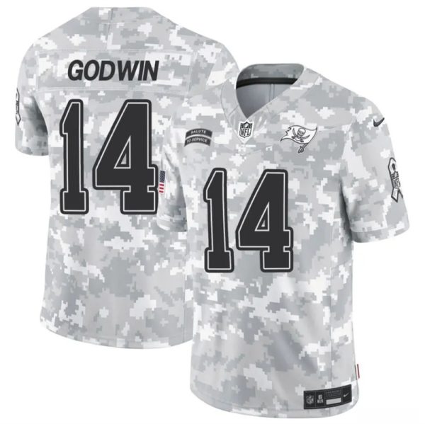 Men's Tampa Bay Buccaneers #14 Chris Godwin 2024 F.U.S.E Arctic Camo Salute to Service Limited Stitched Football Jersey - Custom Name