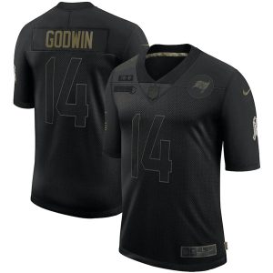 Men's Tampa Bay Buccaneers #14 Chris Godwin Black NFL 2020 Salute To Service Limited Stitched Jersey - Custom Name