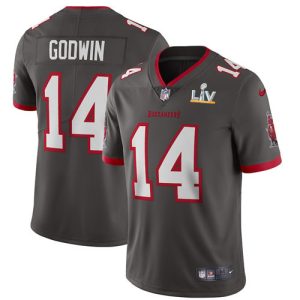 Men's Tampa Bay Buccaneers #14 Chris Godwin Grey NFL 2021 Super Bowl LV Limited Stitched Jersey - Custom Name