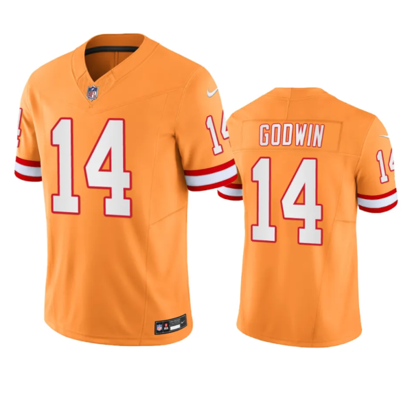 Men's Tampa Bay Buccaneers #14 Chris Godwin Orange 2023 F.U.S.E. Throwback Limited Stitched Jersey - Custom Name