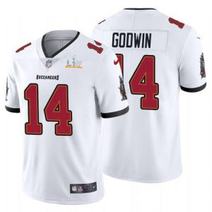 Men's Tampa Bay Buccaneers #14 Chris Godwin White NFL 2021 Super Bowl LV Limited Stitched Jersey - Custom Name