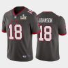 Men's Tampa Bay Buccaneers #18 Tyler Johnson Grey NFL 2021 Super Bowl LV Limited Stitched Jersey - Custom Name