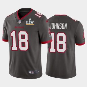 Men's Tampa Bay Buccaneers #18 Tyler Johnson Grey NFL 2021 Super Bowl LV Limited Stitched Jersey - Custom Name