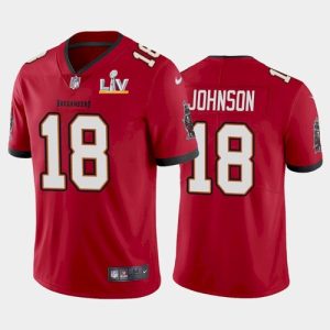 Men's Tampa Bay Buccaneers #18 Tyler Johnson Red NFL 2021 Super Bowl LV Limited Stitched Jersey - Custom Name