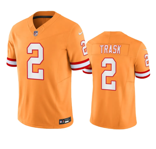 Men's Tampa Bay Buccaneers #2 Kyle Trask Orange 2023 F.U.S.E. Throwback Limited Stitched Jersey - Custom Name