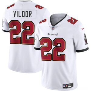 Men's Tampa Bay Buccaneers #22 Kindle Vildor White Vapor Limited Stitched Jersey - Custom Name