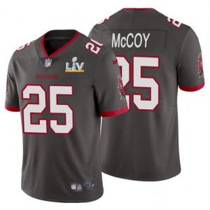 Men's Tampa Bay Buccaneers #25 LeSean McCoy Grey NFL 2021 Super Bowl LV Limited Stitched Jersey - Custom Name