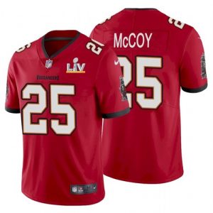 Men's Tampa Bay Buccaneers #25 LeSean McCoy Red NFL 2021 Super Bowl LV Limited Stitched Jersey - Custom Name