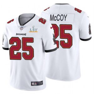 Men's Tampa Bay Buccaneers #25 LeSean McCoy White NFL 2021 Super Bowl LV Limited Stitched Jersey - Custom Name