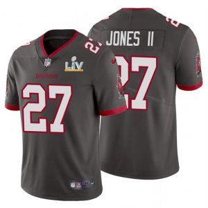 Men's Tampa Bay Buccaneers #27 Ronald Jones Grey NFL 2021 Super Bowl LV Limited Stitched Jersey - Custom Name
