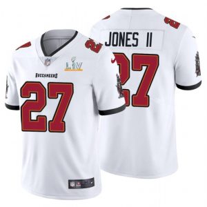 Men's Tampa Bay Buccaneers #27 Ronald Jones White NFL 2021 Super Bowl LV Limited Stitched Jersey - Custom Name