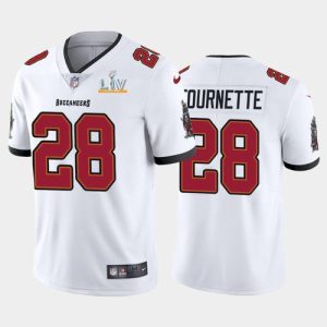 Men's Tampa Bay Buccaneers #28 Leonard Fournette White NFL 2021 Super Bowl LV Limited Stitched Jersey - Custom Name