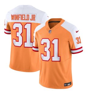 Men's Tampa Bay Buccaneers #31 Antoine Winfield Jr. 2023 F.U.S.E. White-Gold Throwback Limited Stitched Jersey - Custom Name