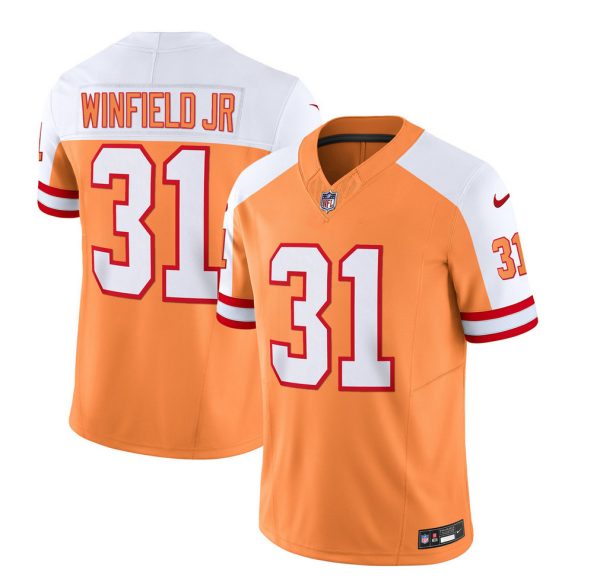 Men's Tampa Bay Buccaneers #31 Antoine Winfield Jr. 2023 F.U.S.E. White-Gold Throwback Limited Stitched Jersey - Custom Name