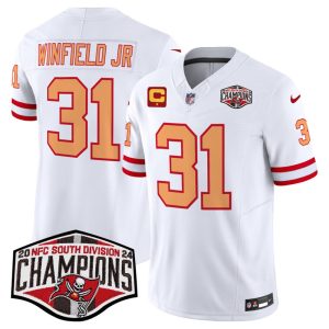 Men's Tampa Bay Buccaneers #31 Antoine Winfield Jr. White F.U.S.E. 2024 NFC South Champions With 1-Star C Patch Limited Stitched Jersey - Custom Name