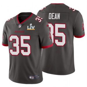 Men's Tampa Bay Buccaneers #35 Jamel Dean Grey NFL 2021 Super Bowl LV Limited Stitched Jersey - Custom Name