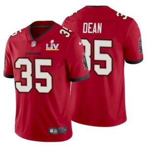Men's Tampa Bay Buccaneers #35 Jamel Dean Red NFL 2021 Super Bowl LV Limited Stitched Jersey - Custom Name