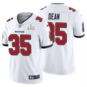 Men's Tampa Bay Buccaneers #35 Jamel Dean White NFL 2021 Super Bowl LV Limited Stitched Jersey - Custom Name