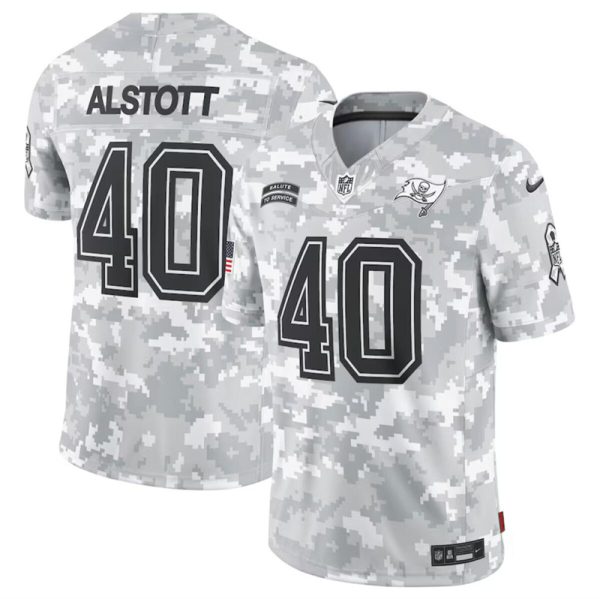 Men's Tampa Bay Buccaneers #40 Mike Alstott 2024 F.U.S.E Arctic Camo Salute to Service Limited Stitched Football Jersey - Custom Name
