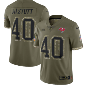 Men's Tampa Bay Buccaneers #40 Mike Alstott Olive 2022 Salute To Service Limited Stitched Jersey - Custom Name