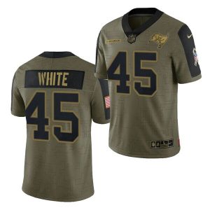 Men's Tampa Bay Buccaneers #45 Devin White 2021 Olive Salute To Service Limited Stitched Jersey - Custom Name