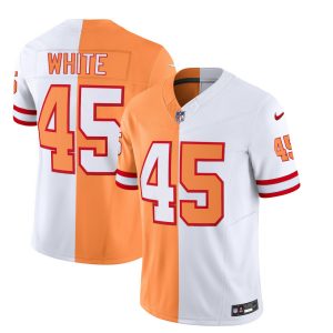 Men's Tampa Bay Buccaneers #45 Devin White 2023 F.U.S.E. White-Gold Split Throwback Limited Stitched Jersey - Custom Name